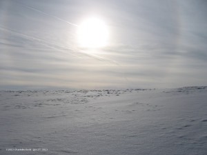 The summer sun on the way across Antarctica to the South Pole.