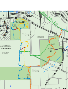 Indian Hill trail map.  Click for full Crescent Trail map
