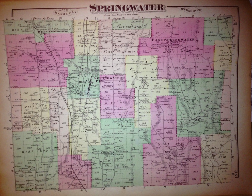 Springwater from Livingston county atlas 1872